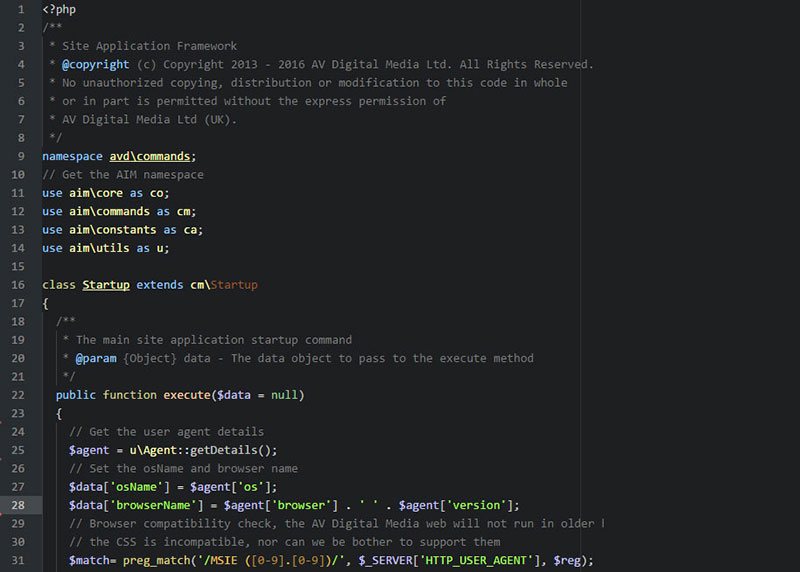 PHP code editor example